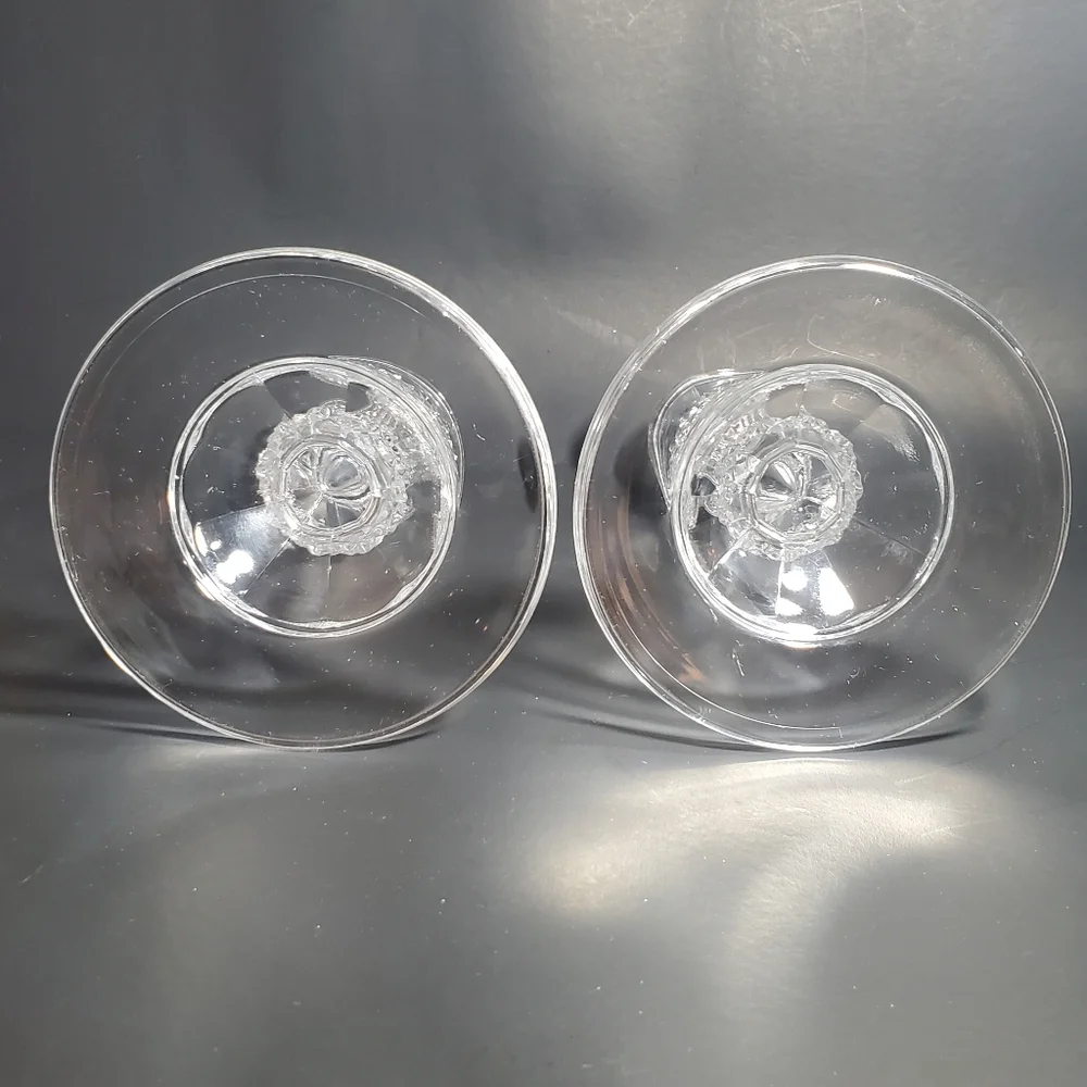 Vintage Candlestick Holders Sparkly Clear Glass Pair of Diamond Cut